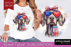Weimaraner Dog Round Tshirt Background 4th Of July PNG Product Image 1