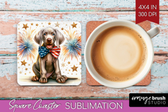 Weimaraner Dog Square Coaster Patriotic Dog Coaster PNG Product Image 1
