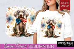 Weimaraner Dog Square Tshirt Background Patriotic Dog PNG Product Image 1