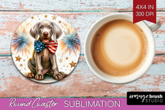 Weimaraner Dog Round Coaster Patriotic Dog Coaster PNG Product Image 1