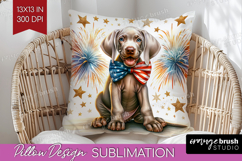 Weimaraner Dog Pillow Sublimation Patriotic Dog Pillow Cover Product Image 1
