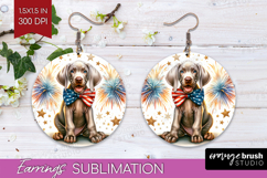 Weimaraner Dog Round Earrings Patriotic Dog PNG Sublimation Product Image 1