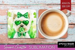 West Highland Terrier St. Patricks Day Dog Square Coaster Product Image 1