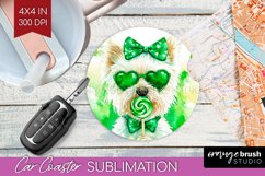 West Highland Terrier St. Patricks Day Dog Car Coaster Dog Product Image 1