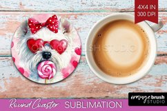 West Highland Terrier Valentine Round Coaster Valentines Day Product Image 1