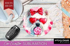 West Highland Terrier Valentine Car Coaster Valentines Day Product Image 1