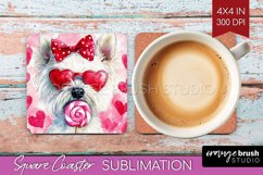 West Highland Terrier Valentine Square Coaster Valentines Product Image 1