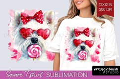 West Highland Terrier Valentine Square Tshirt Background Day Product Image 1