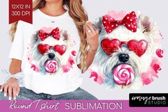 West Highland Terrier Valentine Round Tshirt Background Day Product Image 1