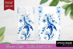 Whale Floral Phone Case PNG Blue Flowers Case PNG Product Image 1