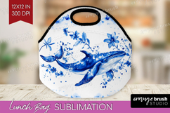 Whale Floral Lunch Bag Blue Flowers Lunch Bug PNG Product Image 1