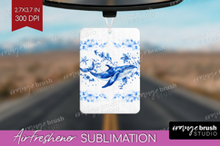Whale Floral Air Freshener PNG Blue Flowers PNG Sublimation Product Image 1