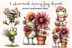 Whimsical Spring Frog Clipart PNG Product Image 1