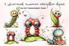 Whimsical Summer Caterpillar Clipart PNG Product Image 1