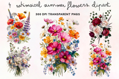Whimsical Summer Flowers Clipart PNG Product Image 1