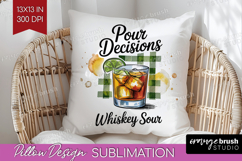 Whiskey Sour Cocktail Pillow Sublimation Summer Drink Pillow Product Image 1
