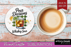 Whiskey Sour Cocktail Round Coaster Summer Drink Coaster PNG Product Image 1