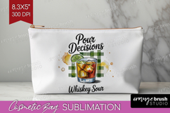 Whiskey Sour Cocktail Cosmetic Bag Summer Drink Makeup Bag Product Image 1