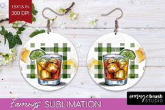 Whiskey Sour Cocktail Round Earrings Summer Drink PNG Product Image 1