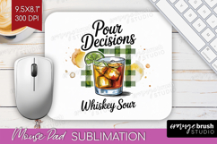 Whiskey Sour Cocktail Mouse Pad Sublimation Summer Drink PNG Product Image 1