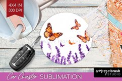 Wildflowers Car Coaster - Watercolor Flowers Coaster PNG Product Image 1