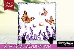 Wildflowers Slate PNG - Watercolor Flowers Square Slate Product Image 1