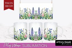 Wildflowers Mug Wrap - Watercolor Flowers Mug PNG Product Image 1