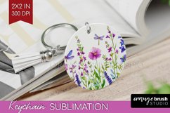 Wildflowers Keychain PNG - Watercolor Flowers Keychain Product Image 1