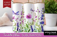 Wildflowers Tumbler Wrap - Watercolor Flowers Tumbler PNG Product Image 1