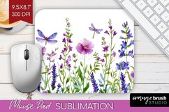Wildflowers Mouse Pad Sublimation - Watercolor Flowers PNG Product Image 1