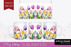 Wildflowers Mug Wrap - Watercolor Flowers Mug PNG Product Image 1