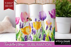 Wildflowers Tumbler Wrap - Watercolor Flowers Tumbler PNG Product Image 1
