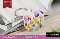 Wildflowers Keychain PNG - Watercolor Flowers Keychain Product Image 1