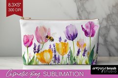 Wildflowers Cosmetic Bag - Watercolor Flowers Makeup Bag PNG Product Image 1