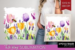 Wildflowers Tote Bag - Watercolor Flowers Tote Bag PNG Product Image 1