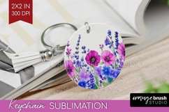 Wildflowers Keychain PNG - Watercolor Flowers Keychain Product Image 1