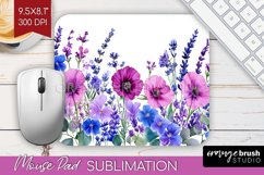 Wildflowers Mouse Pad Sublimation - Watercolor Flowers PNG Product Image 1