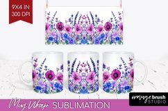Wildflowers Mug Wrap - Watercolor Flowers Mug PNG Product Image 1