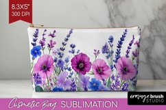 Wildflowers Cosmetic Bag - Watercolor Flowers Makeup Bag PNG Product Image 1