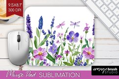 Wildflowers Mouse Pad Sublimation - Watercolor Flowers PNG Product Image 1