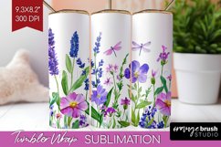 Wildflowers Tumbler Wrap - Watercolor Flowers Tumbler PNG Product Image 1