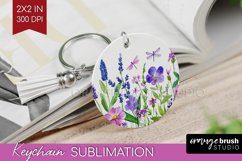 Wildflowers Keychain PNG - Watercolor Flowers Keychain Product Image 1