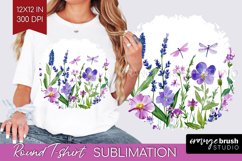 Wildflowers Round Tshirt Background - Watercolor Flowers PNG Product Image 1