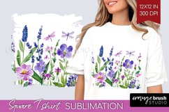 Wildflowers Square Tshirt Background - Watercolor Flowers Product Image 1