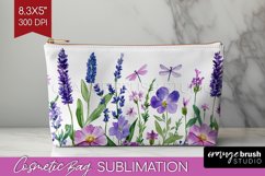 Wildflowers Cosmetic Bag - Watercolor Flowers Makeup Bag PNG Product Image 1