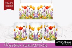Wildflowers Mug Wrap - Watercolor Flowers Mug PNG Product Image 1