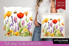 Wildflowers Tote Bag - Watercolor Flowers Tote Bag PNG Product Image 1