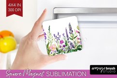 Wildflowers Magnet Sublimation - Watercolor Flowers Square Product Image 1
