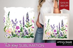 Wildflowers Tote Bag - Watercolor Flowers Tote Bag PNG Product Image 1