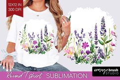 Wildflowers Round Tshirt Background - Watercolor Flowers PNG Product Image 1